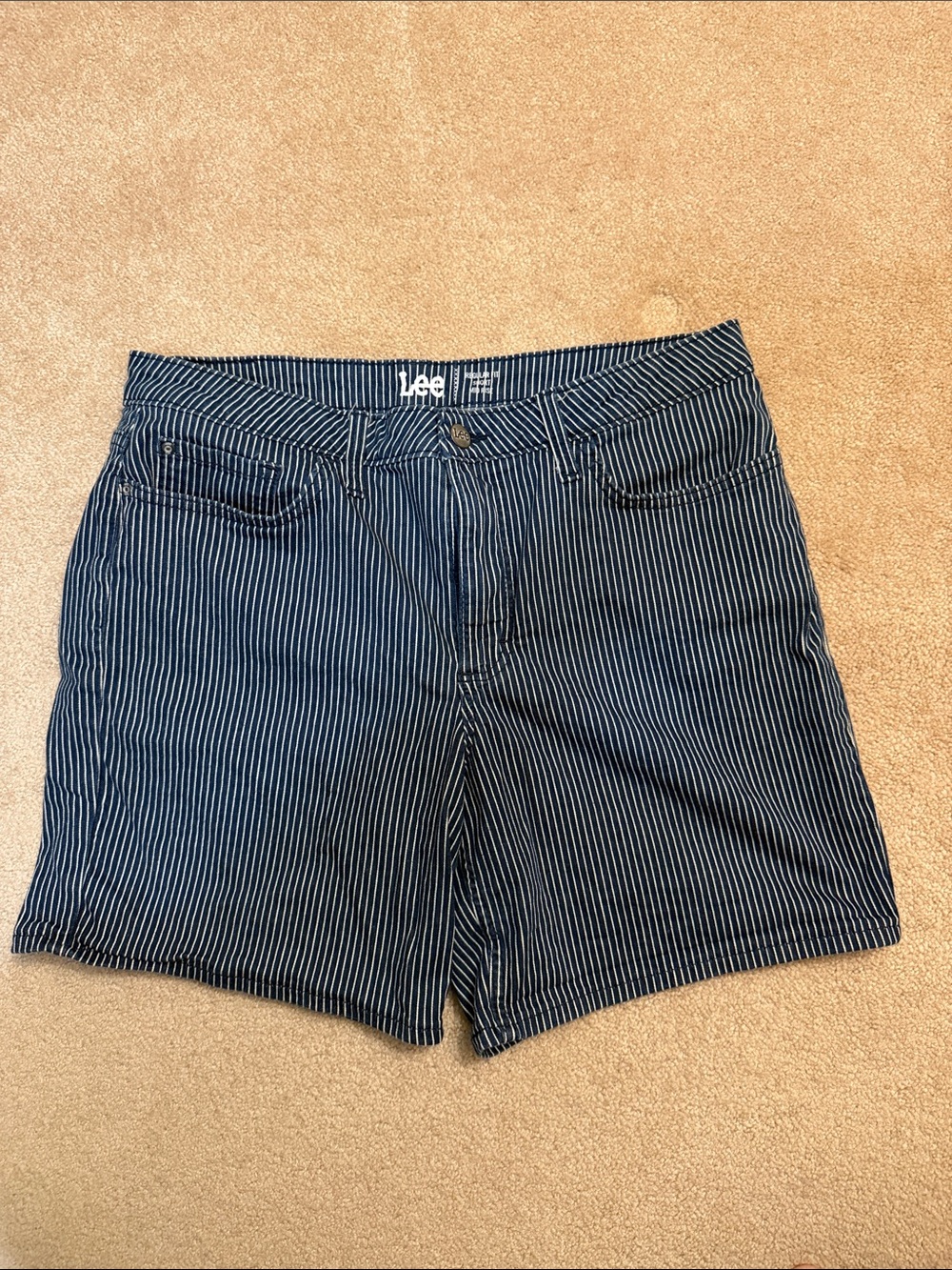 Lee Navy with White Pinstripe Casual Shorts